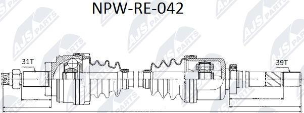 NTY NPW-RE-042 - Hnací hriadeľ parts5.com