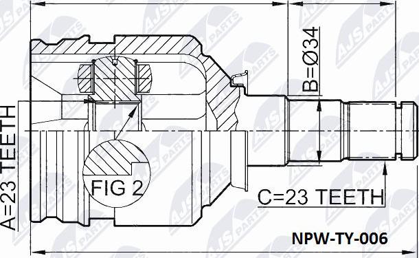 NTY NPW-TY-006 - Шарнирный комплект, ШРУС, приводной вал parts5.com