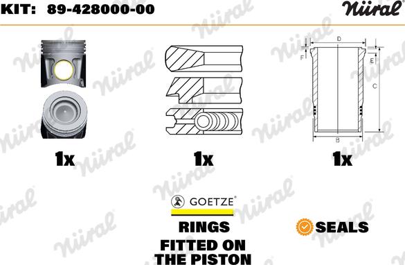 Nüral 89-428000-00 - Set raparatii, piston / bucsa cursa cilindru parts5.com