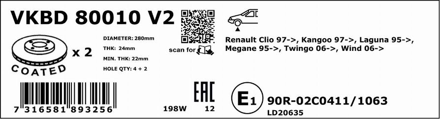 SKF VKBD 80010 V2 - Δισκόπλακα parts5.com