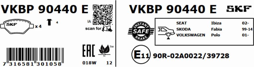 SKF VKBP 90440 E - Brake Pad Set, disc brake parts5.com