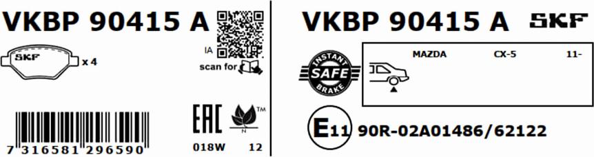 SKF VKBP 90415 A - Set placute frana,frana disc parts5.com