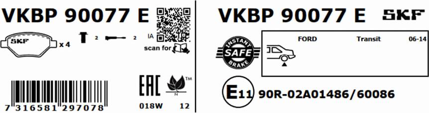 SKF VKBP 90077 E - Set placute frana,frana disc parts5.com