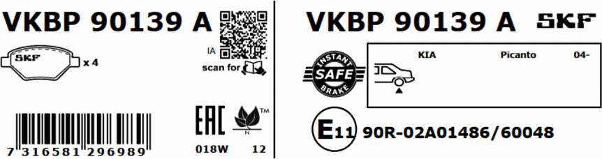 SKF VKBP 90139 A - Brake Pad Set, disc brake parts5.com