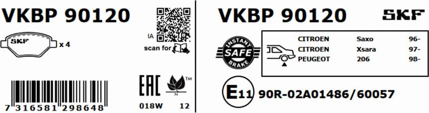 SKF VKBP 90120 - Jarrupala, levyjarru parts5.com