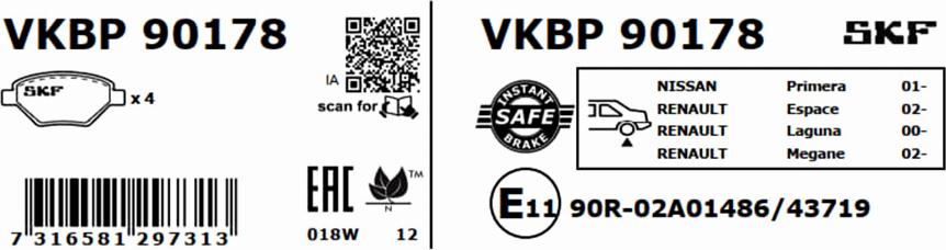 SKF VKBP 90178 - Set placute frana,frana disc parts5.com