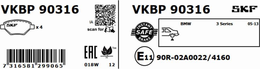 SKF VKBP 90316 - Set placute frana,frana disc parts5.com