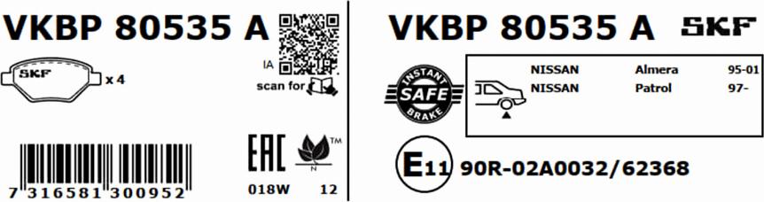 SKF VKBP 80535 A - Set placute frana,frana disc parts5.com