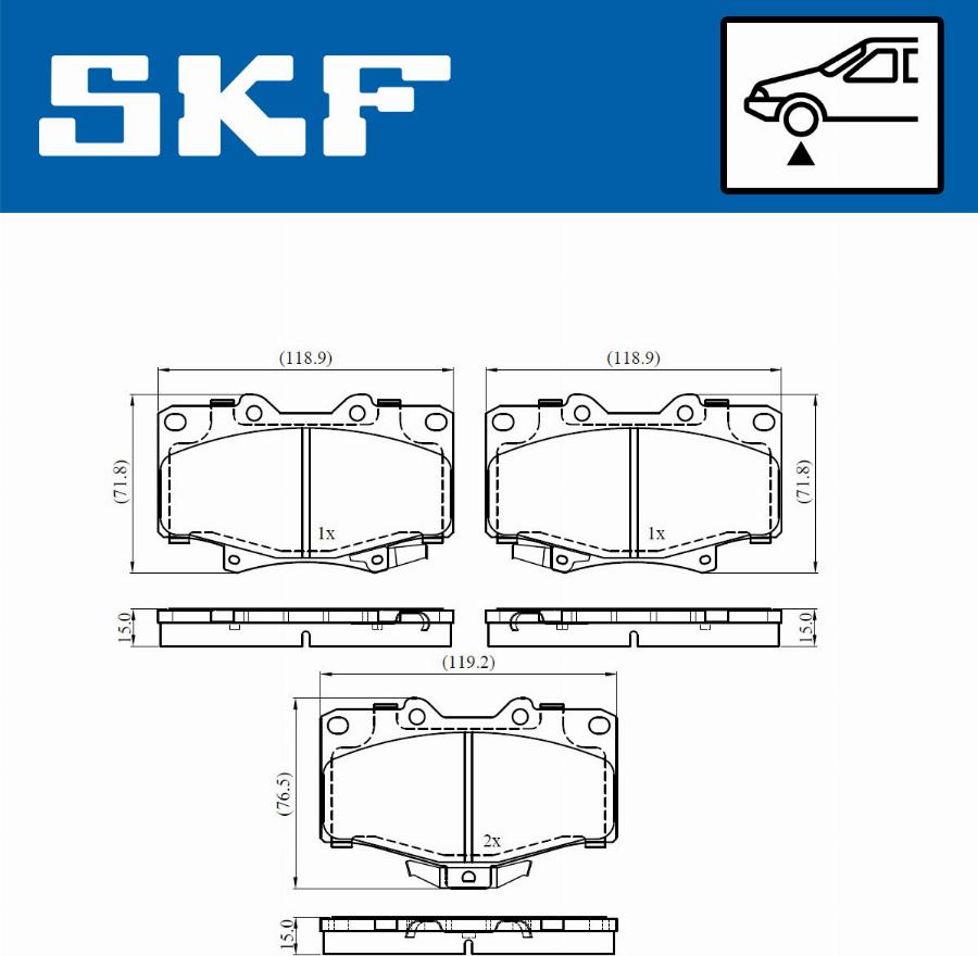 SKF VKBP 80537 A - Комплект спирачно феродо, дискови спирачки parts5.com