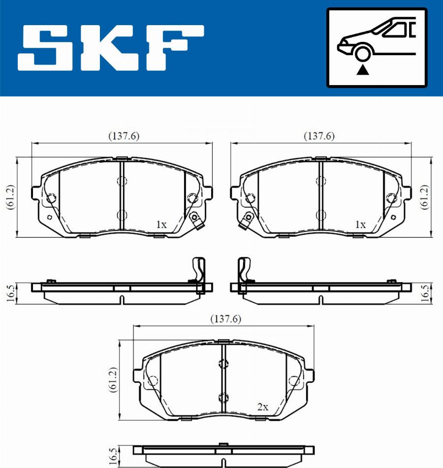 SKF VKBP 80106 A - Komplet zavornih oblog, ploscne (kolutne) zavore parts5.com