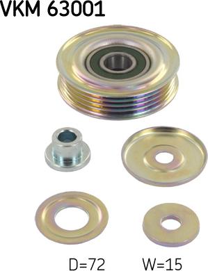 SKF VKM 63001 - Usmeravajući / vodeći točkić, klinasti rebrasti kaiš parts5.com