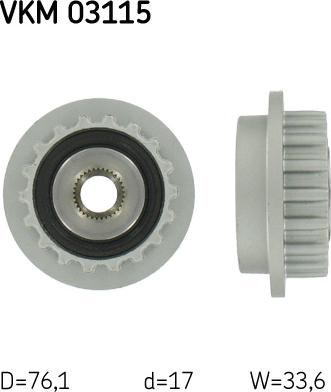 SKF VKM 03115 - Szíjtárcsa, generátor parts5.com