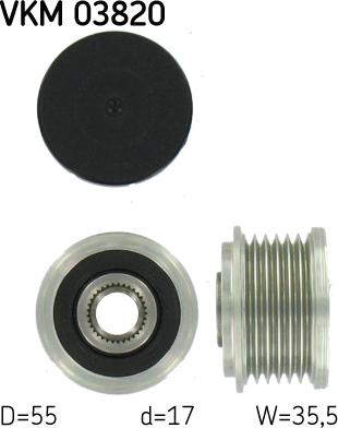 SKF VKM 03820 - Szíjtárcsa, generátor parts5.com