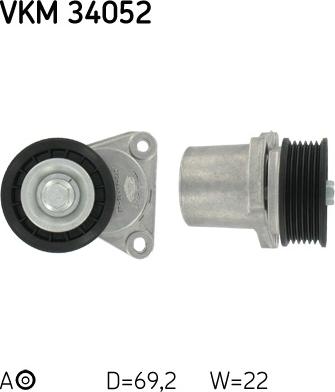 SKF VKM 34052 - Vratná / vodiaca kladka rebrovaného klinového remeňa parts5.com