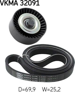 SKF VKMA 32091 - Комплект пистов ремък parts5.com