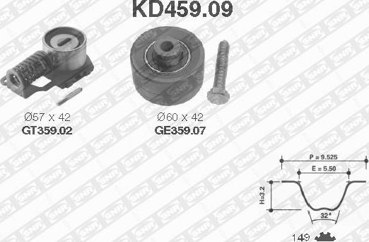 SNR KD459.09 - Komplet zupčastog kaiša parts5.com