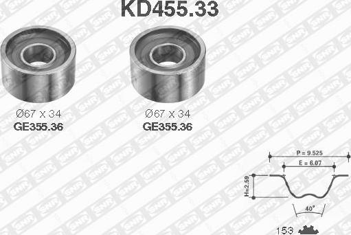 SNR KD455.33 - Komplet zupčastog kaiša parts5.com