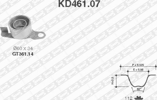 SNR KD461.07 - Σετ οδοντωτού ιμάντα parts5.com