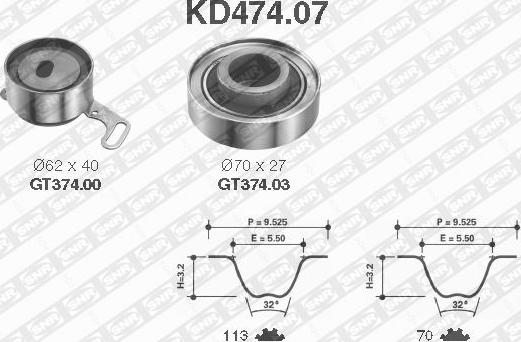 SNR KD474.07 - Σετ οδοντωτού ιμάντα parts5.com