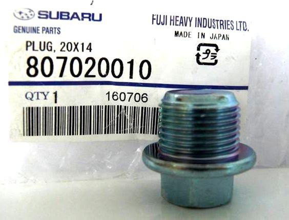 Subaru 807020010 - Zárócsavar, olajteknő parts5.com