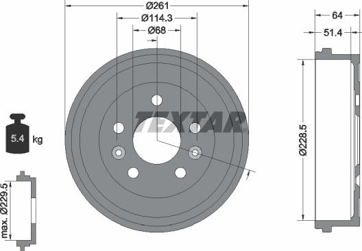 Textar 94045500 - Tambur frana parts5.com