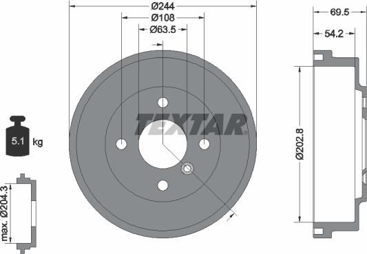 Textar 94048000 - Brake Drum parts5.com