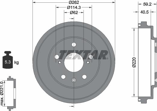 Textar 94047600 - Tambur frana parts5.com