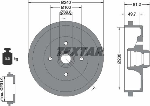 Textar 94006700 - Tambur frana parts5.com