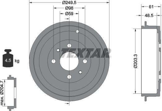 Textar 94019900 - Brake Drum parts5.com