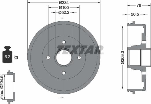 Textar 94019700 - Bęben hamulcowy parts5.com