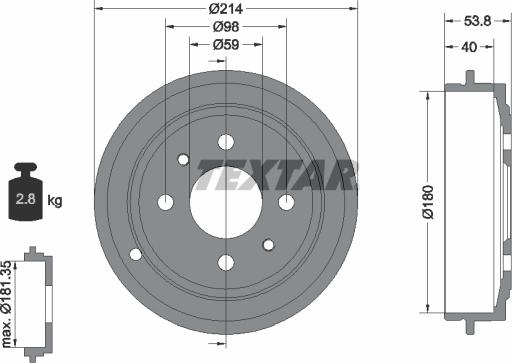 Textar 94014800 - Tambur frana parts5.com