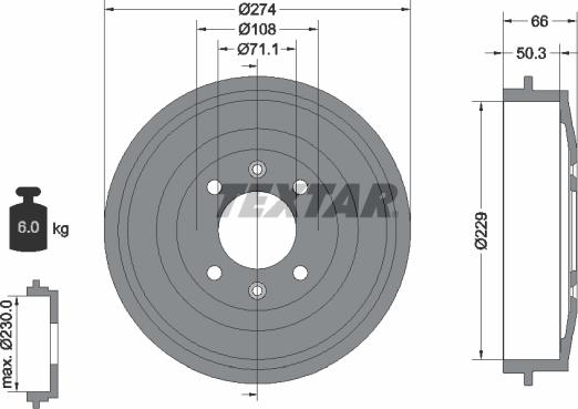 Textar 94010300 - Tambour de frein parts5.com