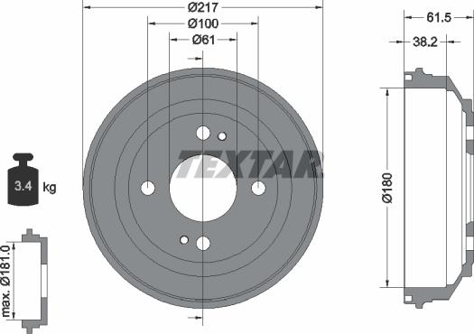 Textar 94017500 - Tambur frana parts5.com