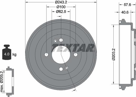 Textar 94035900 - Tambur frana parts5.com