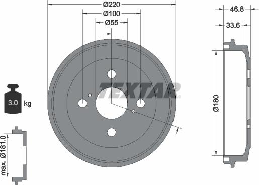 Textar 94036400 - Bęben hamulcowy parts5.com