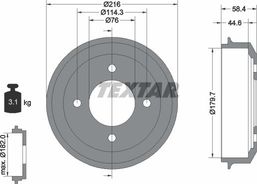 Textar 94030300 - Zavorni boben parts5.com