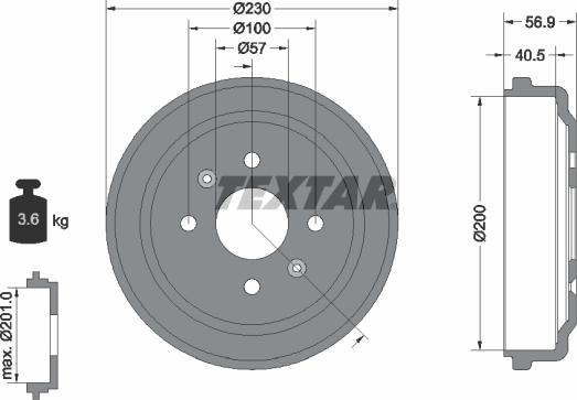 Textar 94032100 - Zavorni boben parts5.com