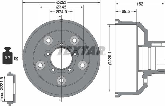 Textar 94037200 - Tambur frana parts5.com