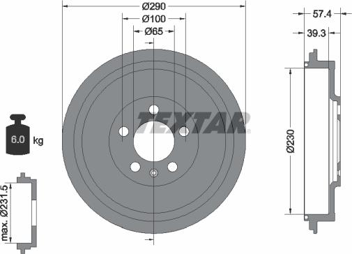 Textar 94024300 - Тормозной барабан parts5.com