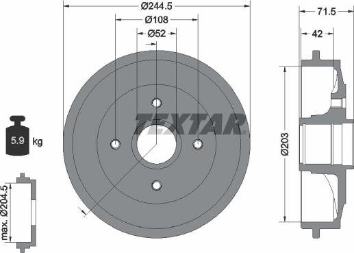 Textar 94026600 - Doboš kočnice parts5.com