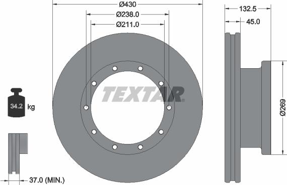 Textar 93087900 - Jarrulevy parts5.com