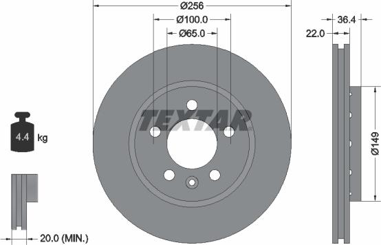 Textar 92098603 - Zavorni kolut parts5.com