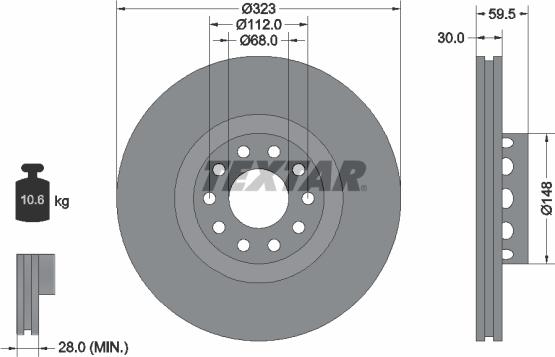 Textar 92098305 - Disco de freno parts5.com