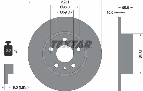 Textar 92046903 - Disc frana parts5.com