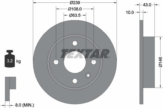 Textar 92050900 - Tarcza hamulcowa parts5.com