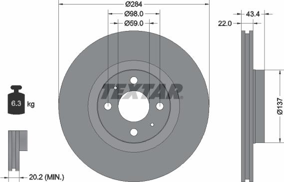 Textar 92053503 - Disc frana parts5.com