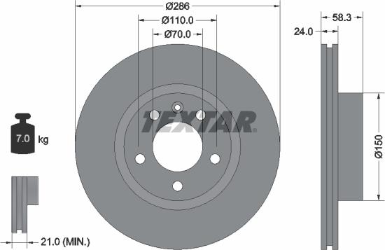 Textar 92066903 - Disque de frein parts5.com