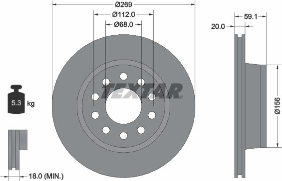 Textar 92068400 - Disco de freno parts5.com