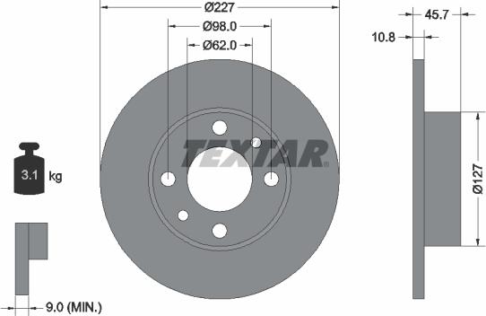 Textar 92019300 - Disc frana parts5.com