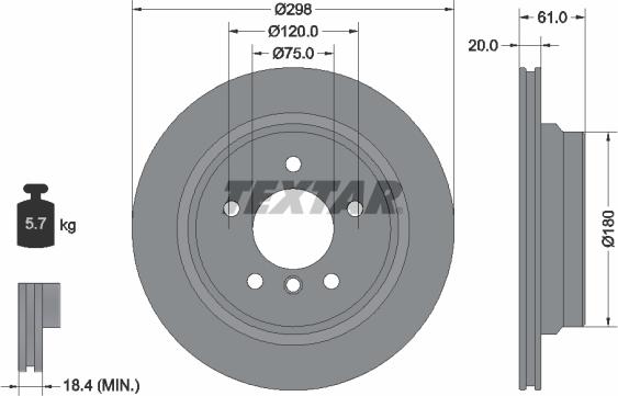 Textar 92075103 - Disc frana parts5.com